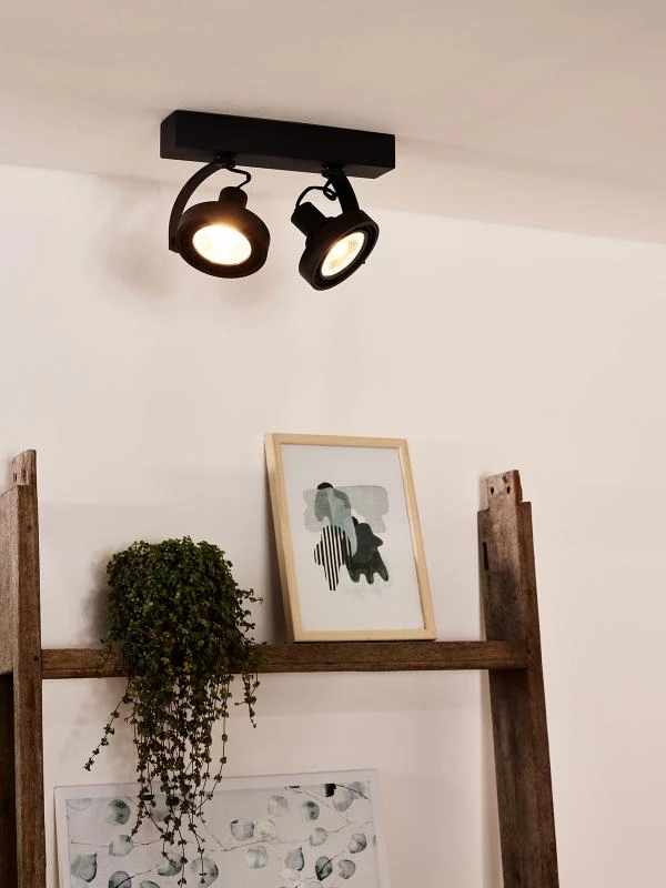 Lucide DORIAN - Deckenstrahler - LED Dim to warm - GU10 (ES111) - 2x12W 2200K/3000K - Schwarz - Atmosphäre 1